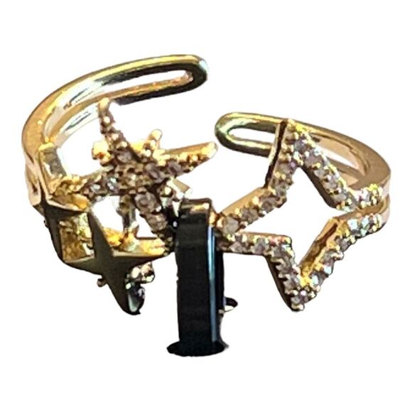 INC International Concepts Gold-Tone Crystal Pave Star Open Ring Size 9 New - Picture 2 of 5